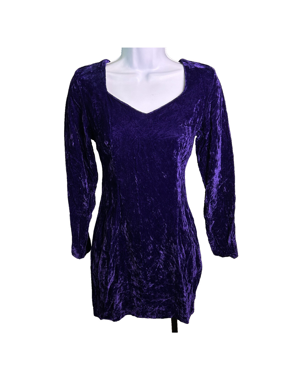 Vintage 80s Contempo Crushed Velvet Bodycon Mini Dress Womens M Blue Glam Night